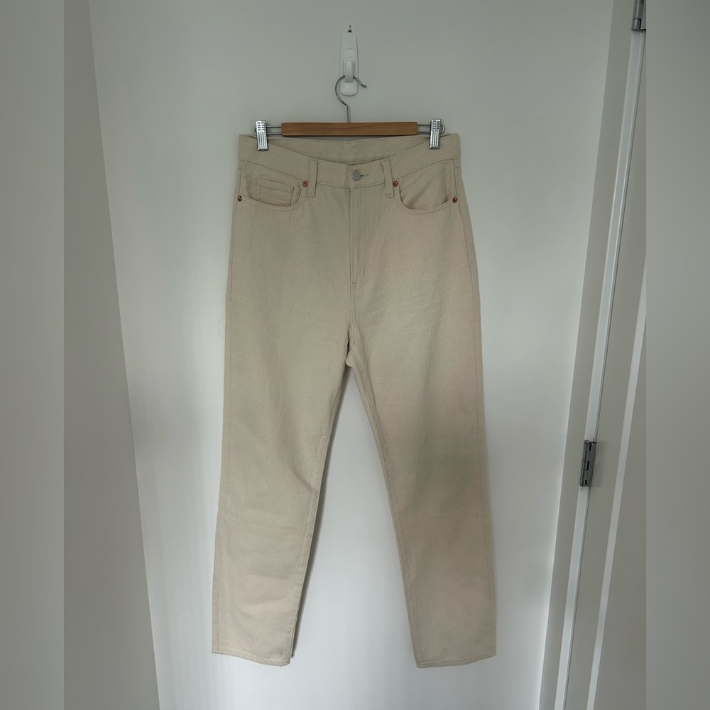 Muji high rise natural cotton straight leg jeans
